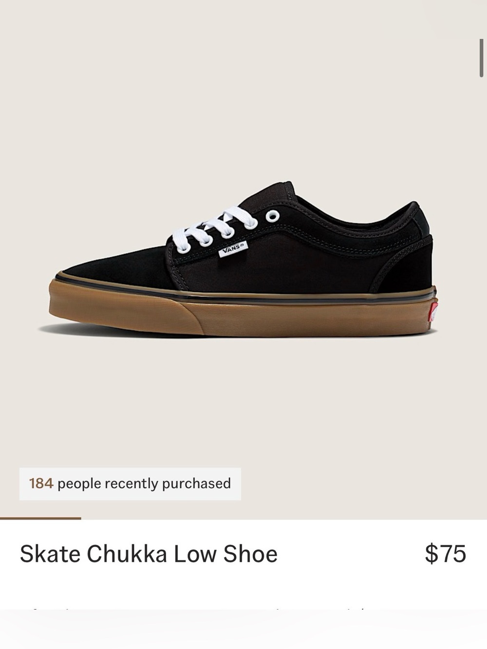 Vans Skate Chukka Low Black with gum sole